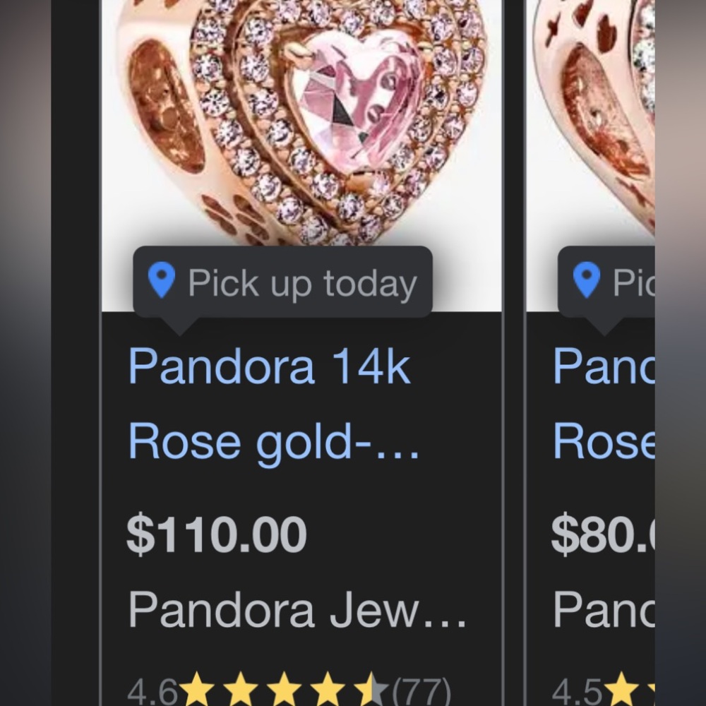 Heart charm Pandora 14k